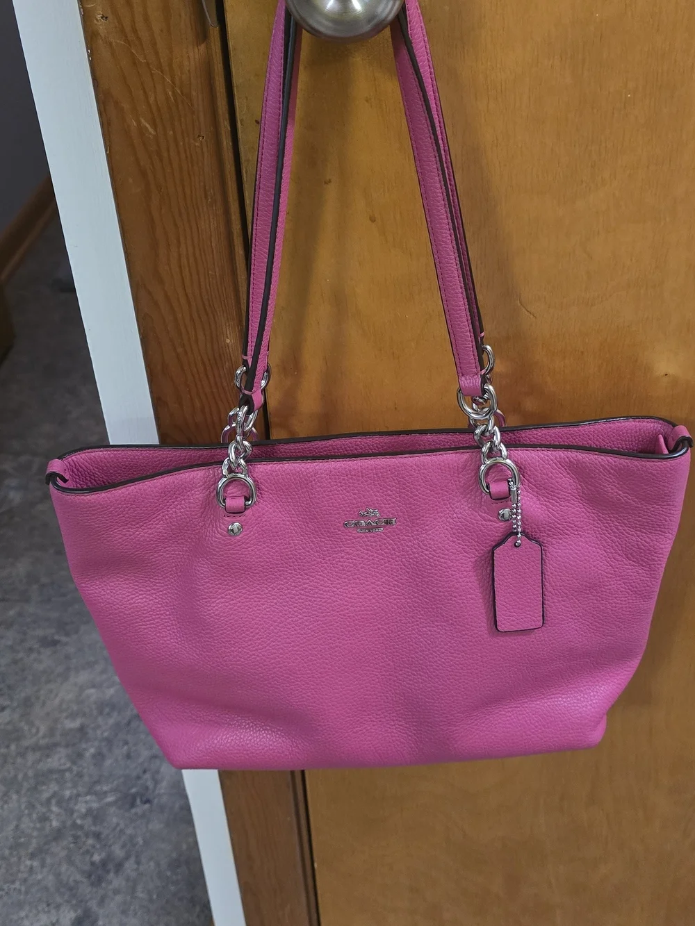 Coach Small Tote Dahlia Pink Pebbled LeatherBag W Dust Bag